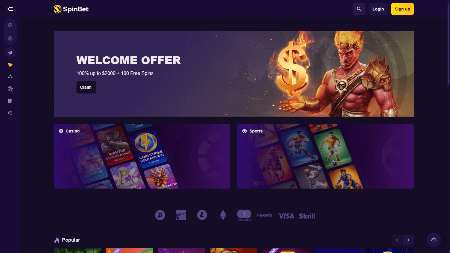 SpinBet Casino screenshot