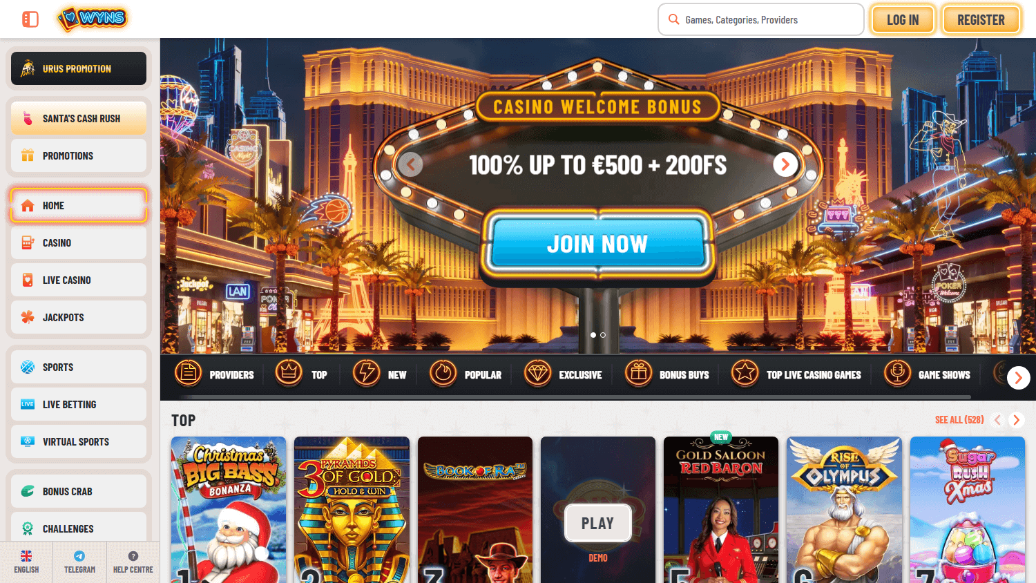 Wyns Casino screenshot